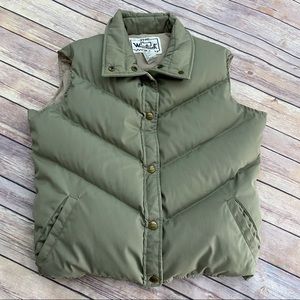 Vintage Woolrich Down Puffer Vest Pearl Snap Sage